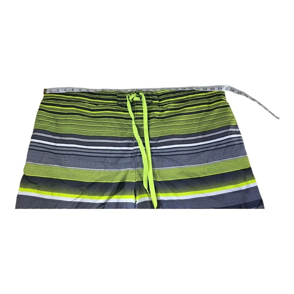 OP Ocean Pacific Mens Big Tall Board Shorts 3XL Neon Stripe Lined Trunks EUC
